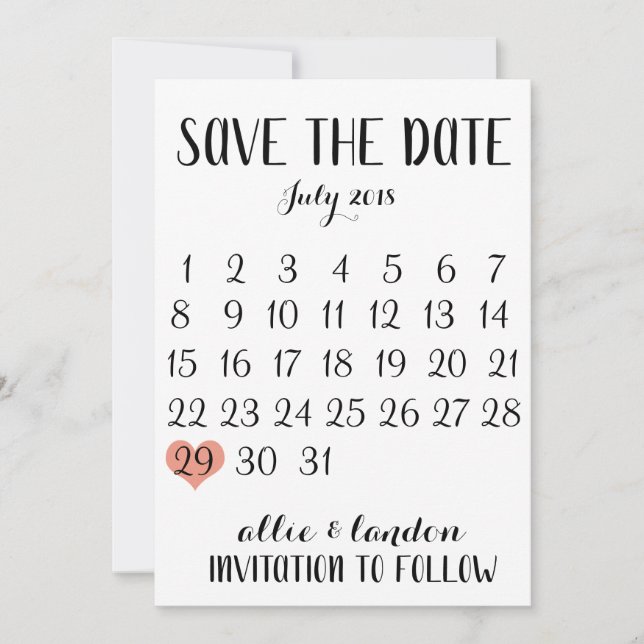 Save The Date Calendar (Front)