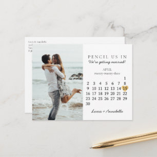 Save the Date Calendar Gold Heart April 2023 Postcard