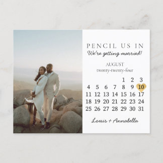 Save the Date Calendar Heart August 2024 Month Postcard