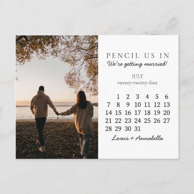 Save the Date Calendar July 2024 Calendar Postcard (Front)