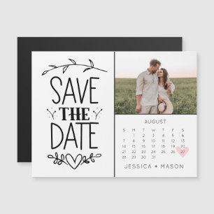 Save The Date Calendar Rustic Drawn Magnet