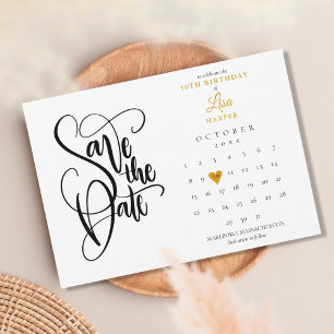 Save The Date Calendrier d'anniversaire tout âge Cœur doré