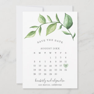 Save The Date Calendrier de mariage élégant et rustique avec ver
