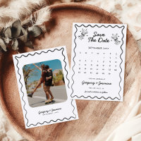 Calendrier de mariage photo fantaisiste dessiné à
