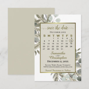 Save The Date Calendrier de mariage taupe Eucalyptus pin aquarel