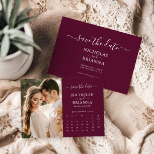 Save The Date Calendrier de photos élégant moderne mariage borde