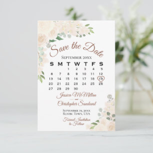 Save The Date Calendrier des Mariages floraux de l'aquarelle de 