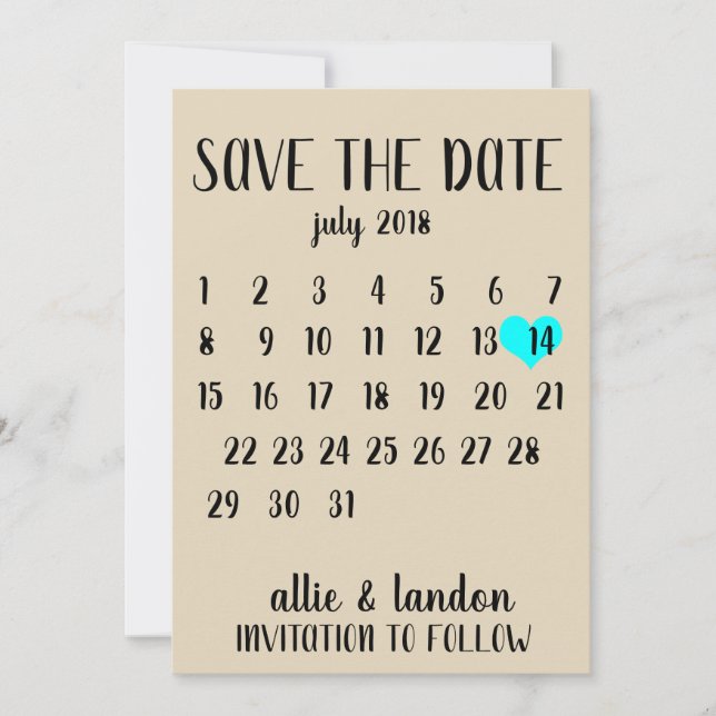 Save The Date Calendrier Enregistrer la date (Devant)