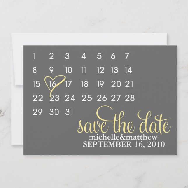 Save The Date Calendrier Enregistrer la date Annonces du Mariage (Devant)