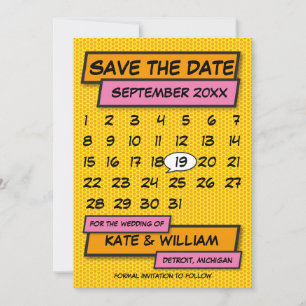 Save The Date Calendrier Enregistrer la date Fun Retro Comic Boo