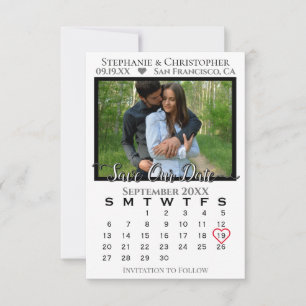 Save The Date Calendrier et Mariage photo classique et élégant