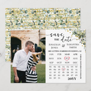 Save The Date Calendrier Eucalyptus Gold Enregistrer le Mariage 