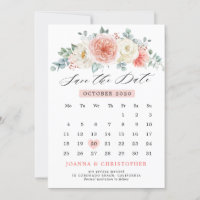Calendrier floral rose pastel pêche de la Saint-Je
