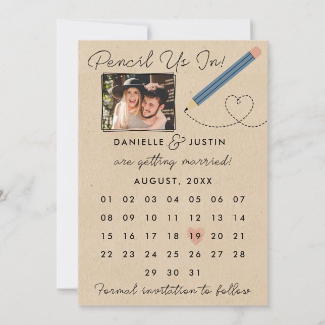 Save The Date Calendrier moderne "Pencil Us In" (Devant)