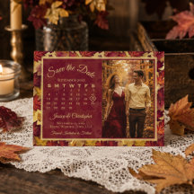 Calendrier & Photo de Mariage Feuilles d'Automne B