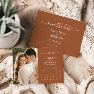 Save The Date Calendrier photo rustique moderne Mariage en terre