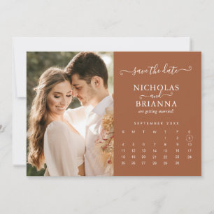 Save The Date Calendrier photo rustique moderne Mariage en terre