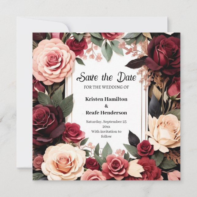 Save The Date Calligraphie Bourgogne Beauté (Devant)