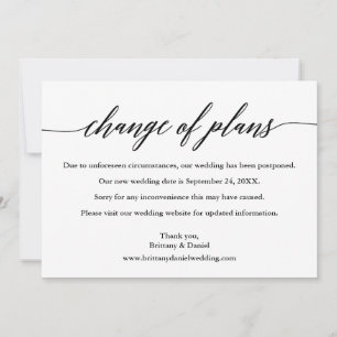 Save The Date Calligraphie Changement de plan Nouveau Mariage Ca