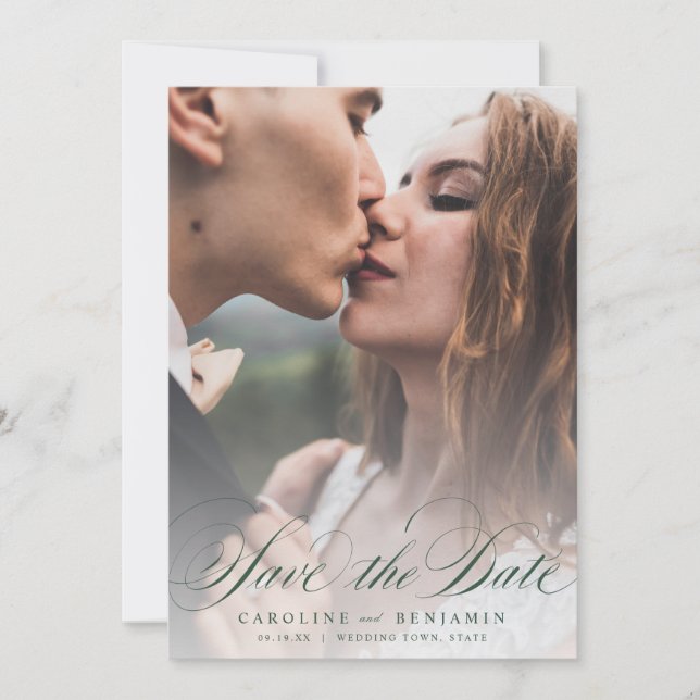 Save The Date Calligraphie classique mariage photo enregistrer l (Devant)