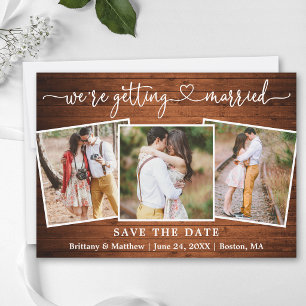 Save The Date Calligraphie Cœur Bois Nous Nous Marions 3 Photo