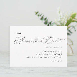 Save The Date Calligraphie délicate Moderne Mariage simple