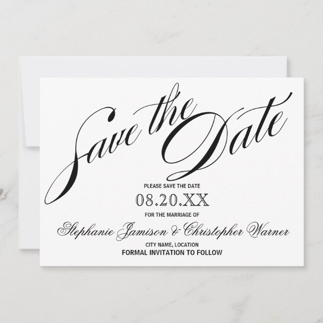 Save The Date Calligraphie Élégance Script Enregistrer La Date (Devant)