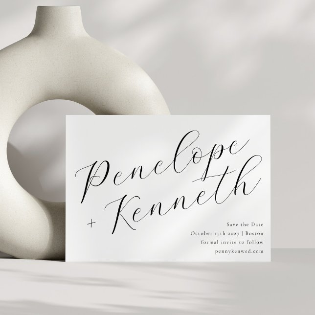 Save The Date Calligraphie élégante de style écriture Mariage bl (Créateur téléchargé)