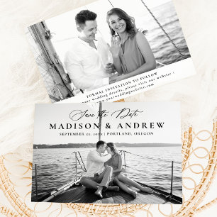 Save The Date Calligraphie Élégante Moderne 2 Photo Mariage