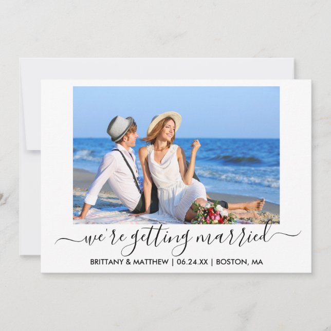 Save The Date Calligraphie élégante Se Marier Photo (Devant)