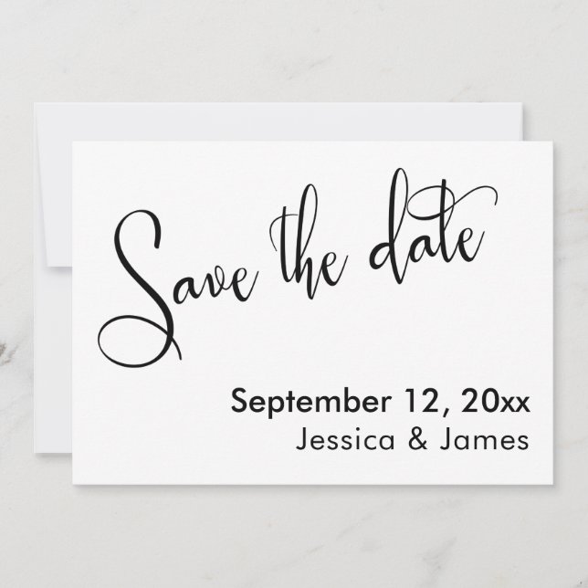 Save The Date Calligraphie Enregistrer la date Elégant noir sur  (Devant)