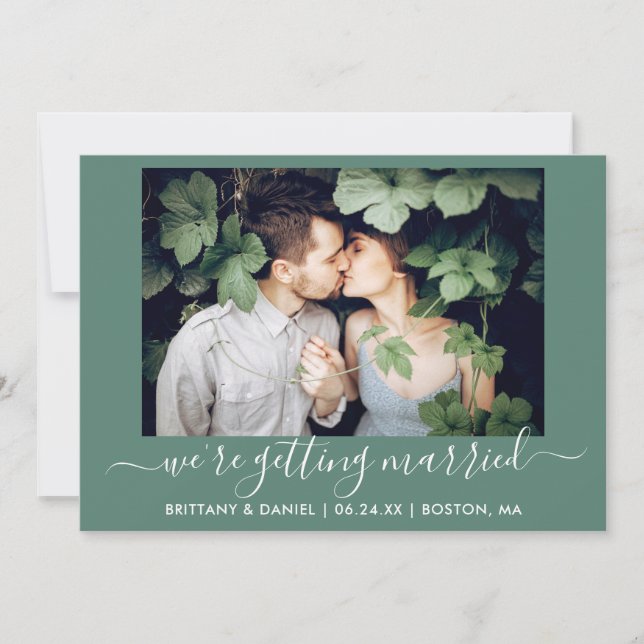 Save The Date Calligraphie Eucalyptus Green Se marier (Devant)