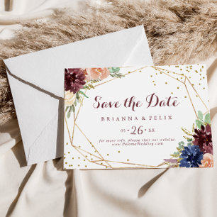 Save The Date Calligraphie géométrique or Mariage horizontal