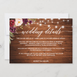 Save The Date Calligraphie Lights Floral Mariage Details Card