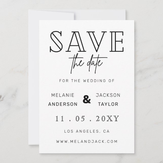 Save The Date Calligraphie manuscrite minimaliste (Devant)