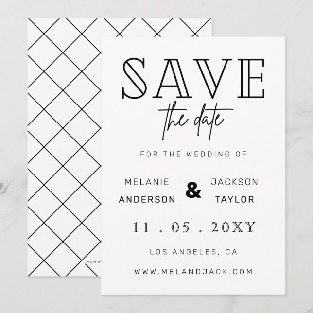 Save The Date Calligraphie manuscrite minimaliste (Devant / Derrière)