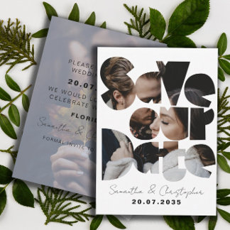Save The Date Calligraphie moderne chic noir et blanc
