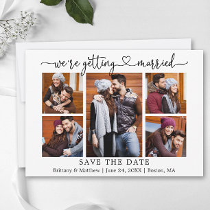 Save The Date Calligraphie Moderne Cœur 5 Photo Mariage