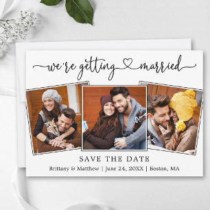 Save The Date Calligraphie Moderne Cœur Mariage 3 Photo