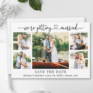 Save The Date Calligraphie Moderne Cœur Mariage 5 Photo