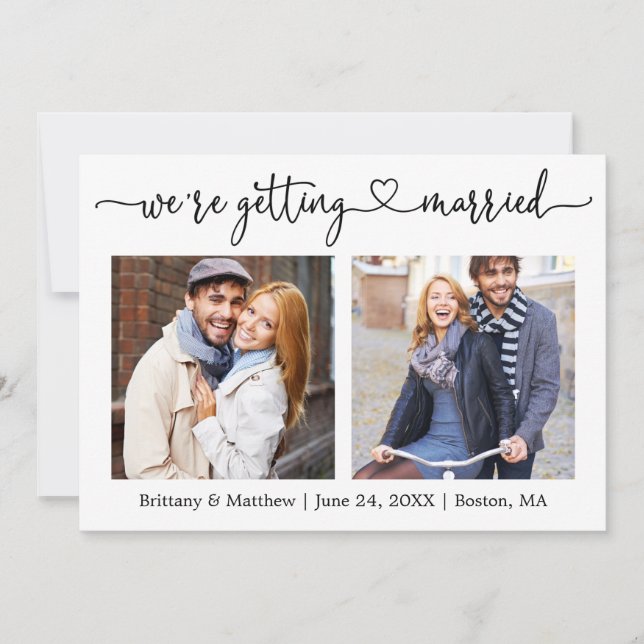 Save The Date Calligraphie moderne Coeur Se Marier 2 Photo (Devant)