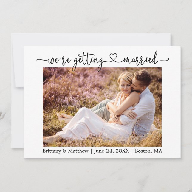 Save The Date Calligraphie moderne Coeur Se marier Photo (Devant)