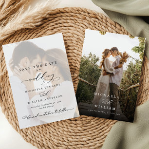 Save The Date Calligraphie Moderne Élégante Mariage 2 Photos