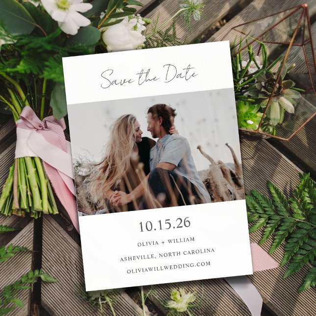 Save The Date Calligraphie moderne minimaliste Mariage Couple Ph (Créateur téléchargé)