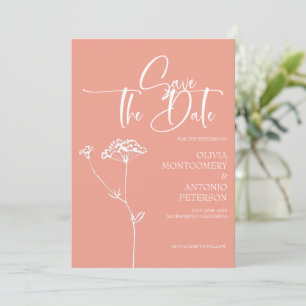 Save The Date Calligraphie moderne minimaliste Mariage pêche cor