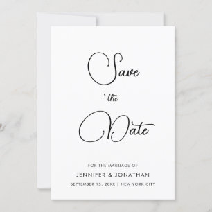 Save The Date Calligraphie moderne minimaliste noir et blanc