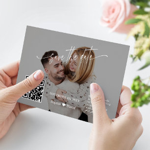 Save The Date Calligraphie moderne QR Code Mariage photo