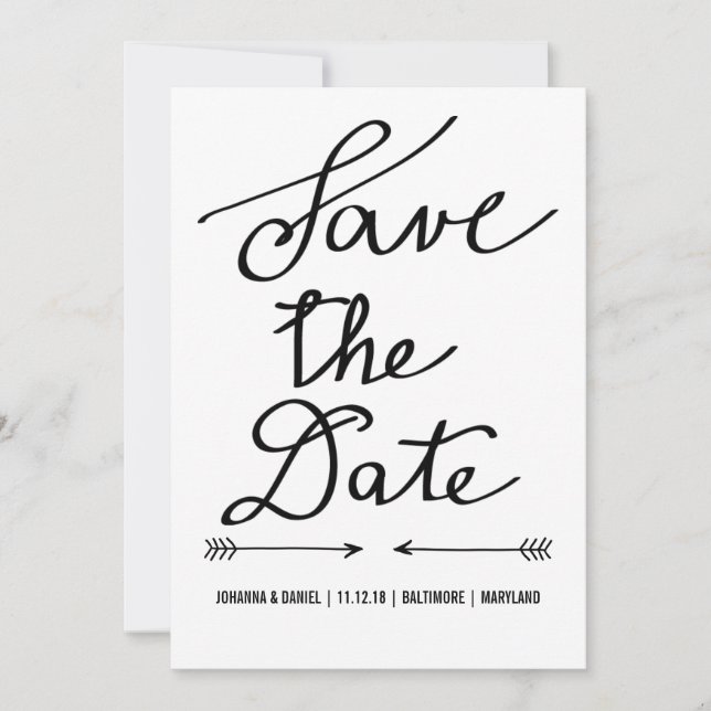 Save The Date Calligraphie Moderne Script Mariage Enregistrer La (Devant)