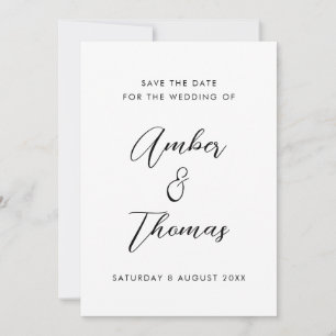Save The Date Calligraphie moderne simple en noir et blanc