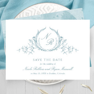 Save The Date Calligraphie Monogramme Aquarelle Verre de Mer Élé